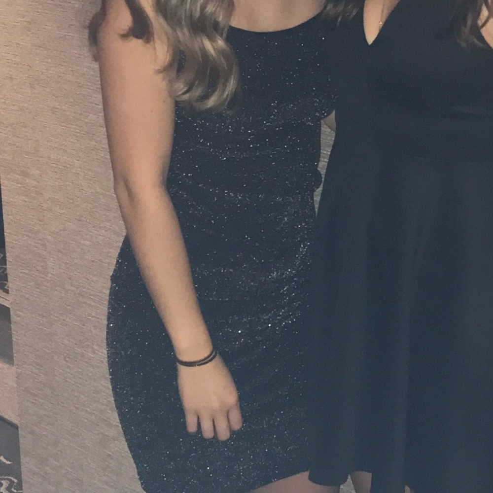 Tight fitted sparkly black dress!